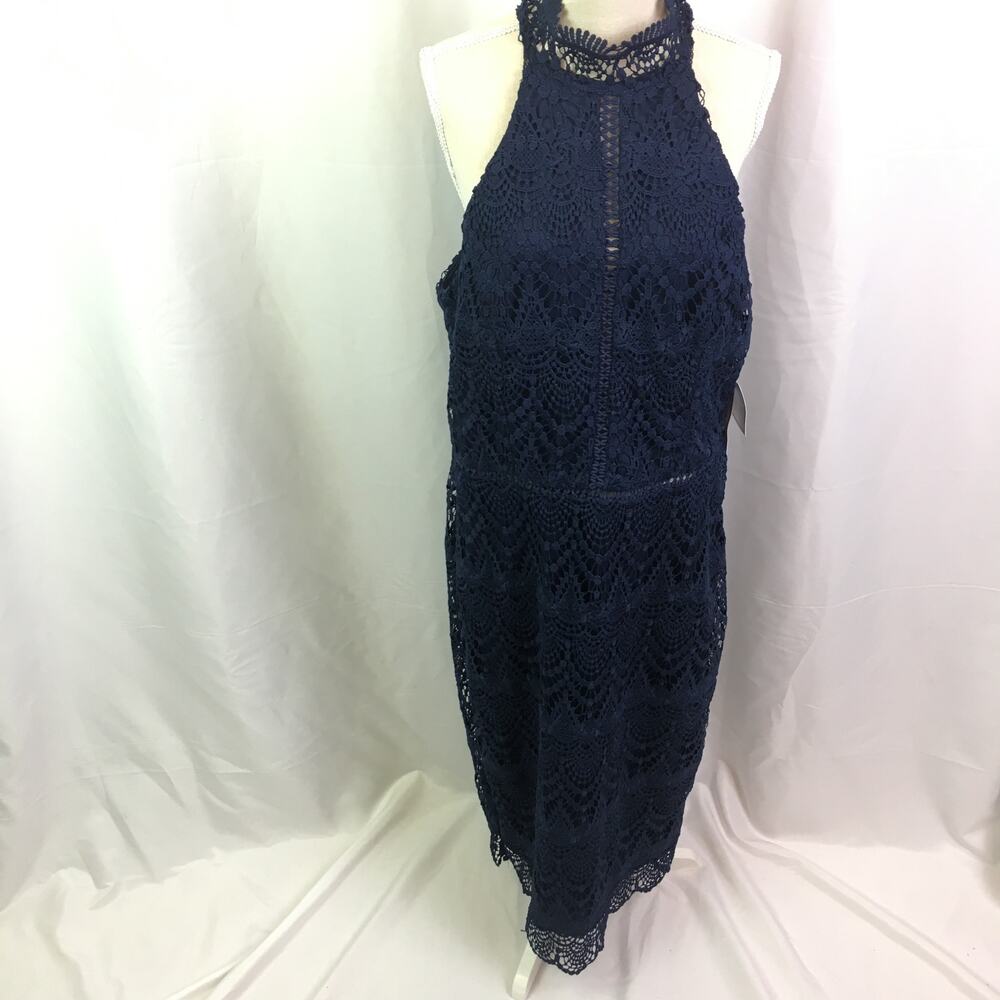 Premier Amour Lace Halter Dress Navy 12